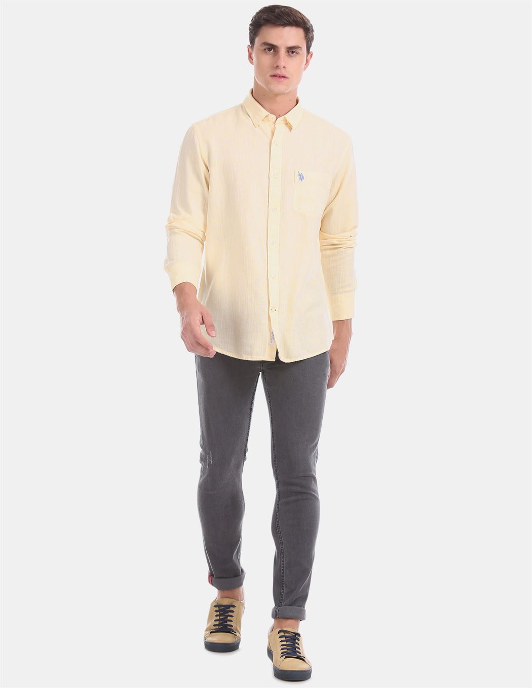 U.S.Polo Assn. Men Casual Wear Yellow Shirt